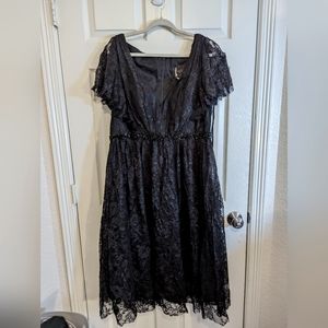 MacDuggal Plus Size Sequin Lace Gown NWT Prom Homecoming Dress Black 18W
